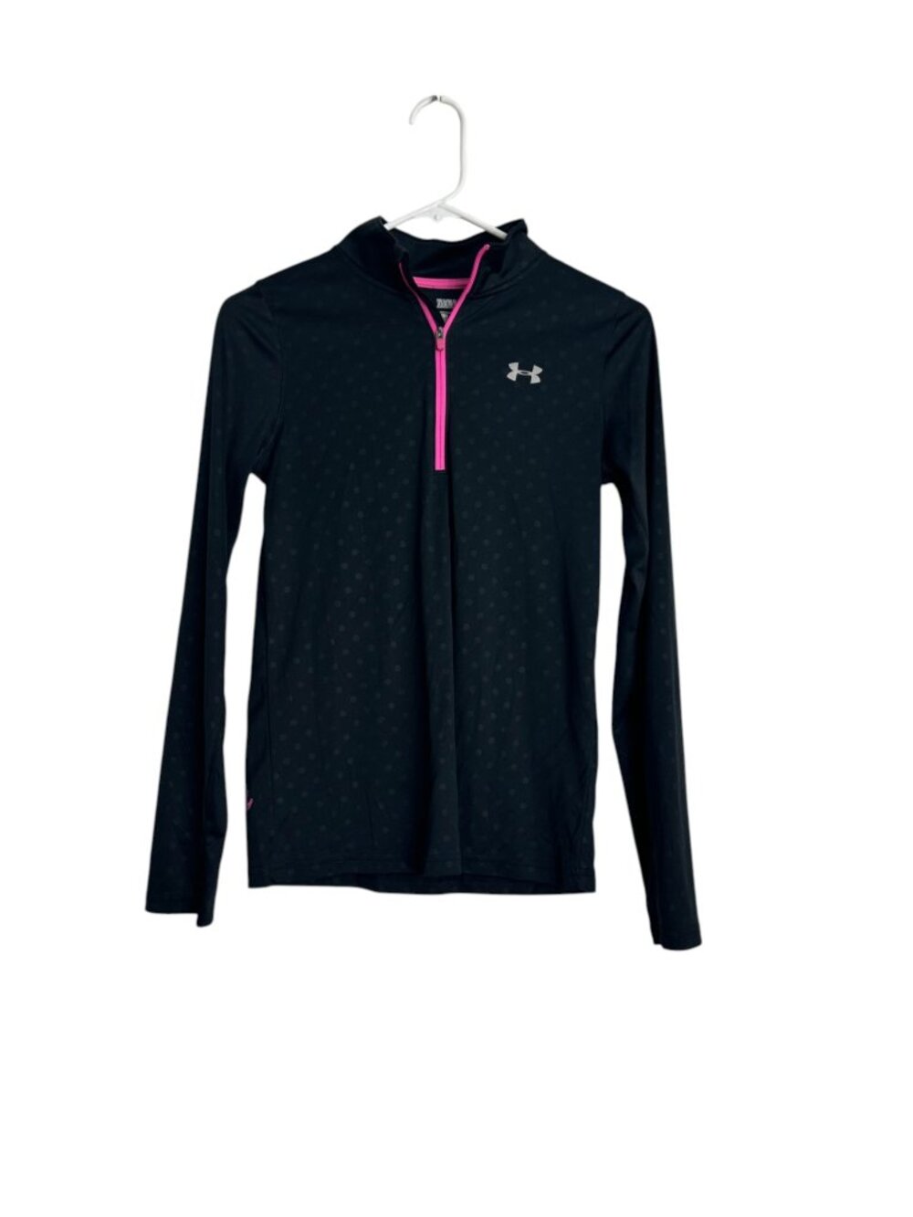 Under Armour Youth XL Black Pink Quarter Zip Training Shirt Top Thumb Hole Loose